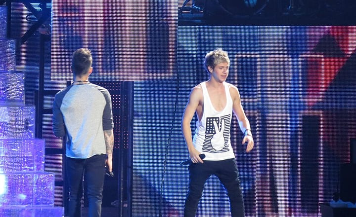One Direction performing, the group that went on hiatus after Made in the A.M.
