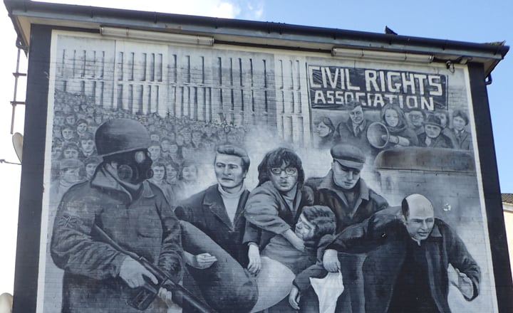 Derry in 1972 - McCartney released the single three weeks after Bloody Sunday.