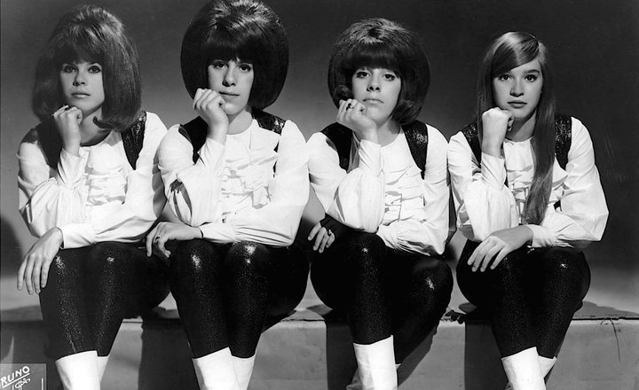 The Shangri-Las in a 1965 promotional photograph, the year Leader of the Pack reached the UK chart through pirate radio alone.