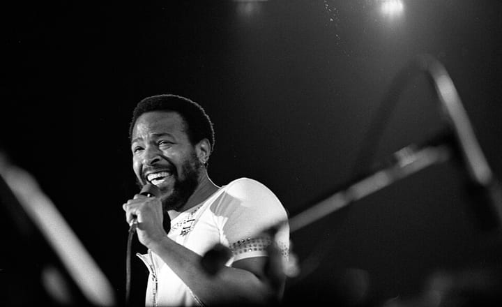 Marvin Gaye in concert at the Forum, 1974