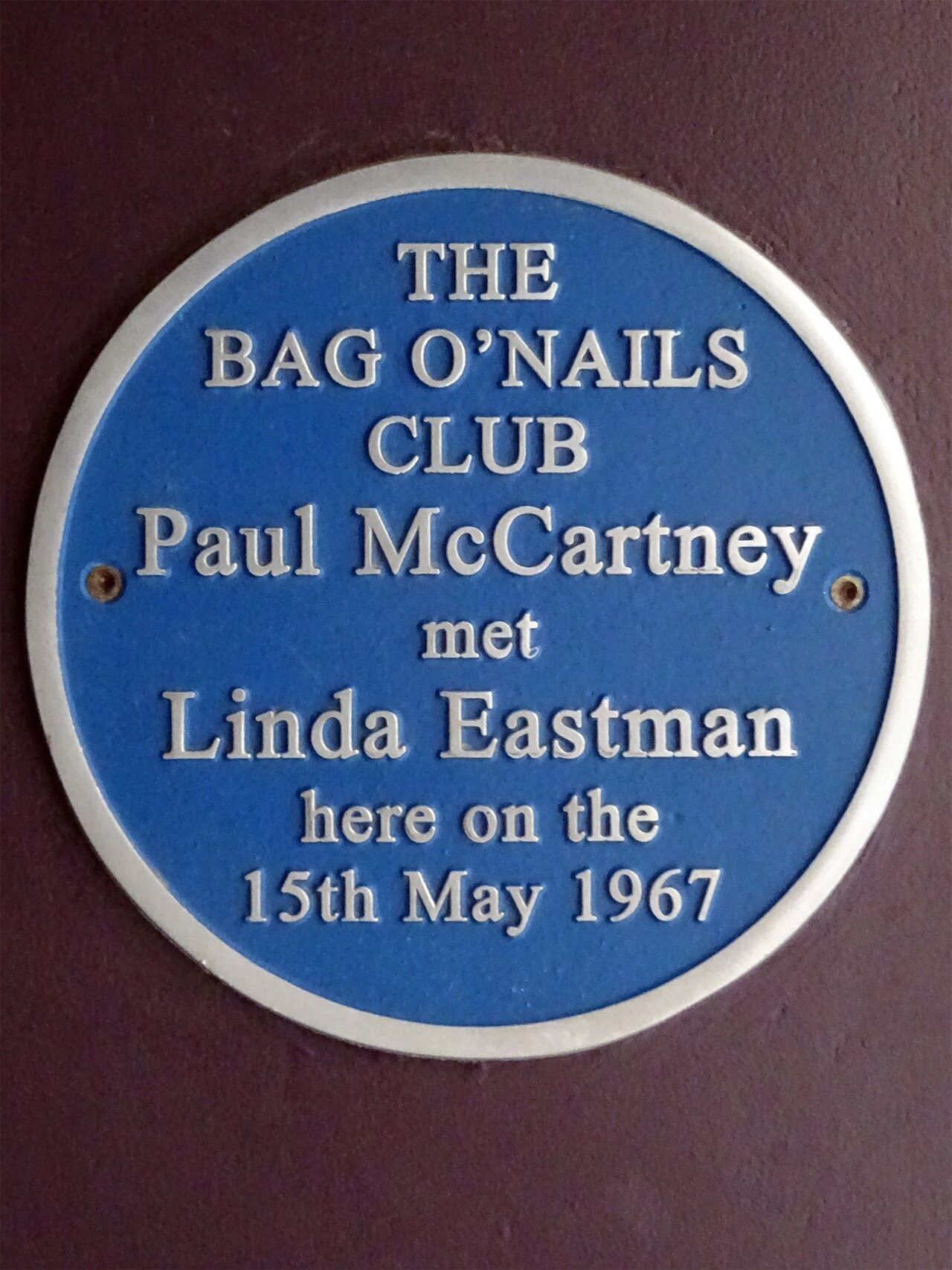 The Bag O'Nails Club Paul McCartney met Linda Eastman here on the 15th May 1967.jpg