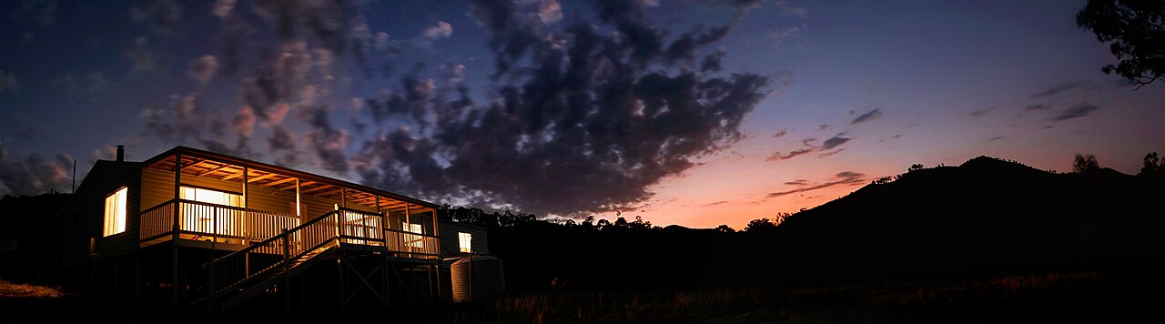 Country house at sunset