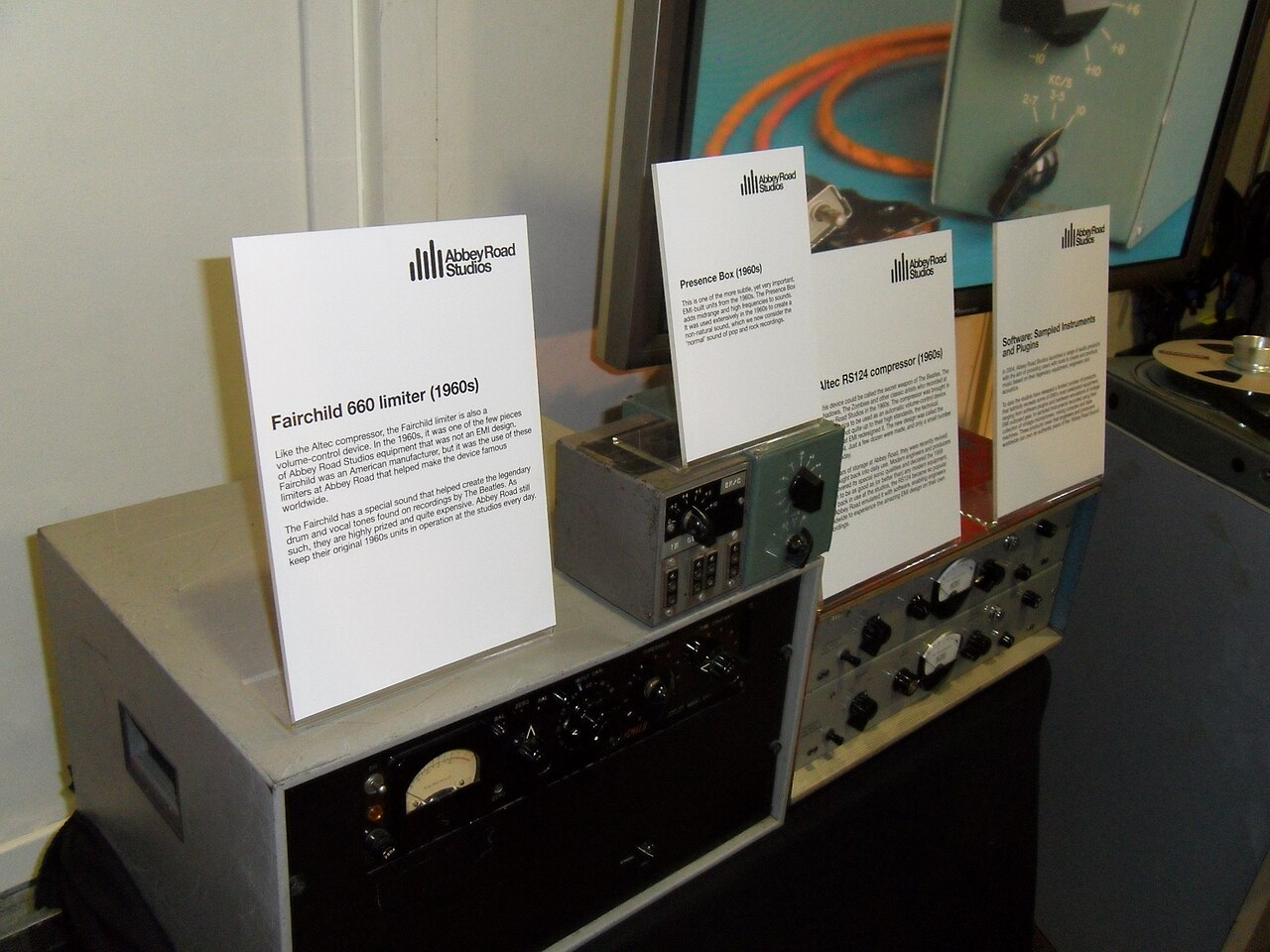 Fairchild 660 limiter (1960s), EMI Presence Box (1960s), Altec RS124 compressor (1960s), Abbey Road Studios.jpg